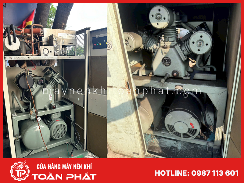 Đội ngũ kỹ thuật hỗ trợ lắp đặt hệ thống khí nén Chi tiết Đặc điểm máy nén khí cách âm HITACHI model 7.5KW (10hp)