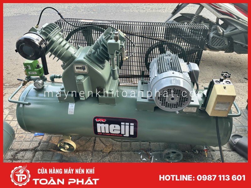 Máy nén khí cũ Nhật Bãi hiệu Meji
